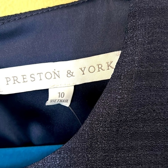 Preston & York Evening Bow Sleeveless Sheath Dress Sz 10 Navy - Picture 4 of 5